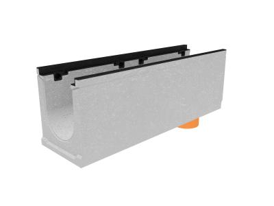 Лоток водоотводный бетонный коробчатый (СО-200мм), с чугунной насадкой, с водосливом КUв 100.29,8 (20).34,5(27,5) - BGZ-S, № 10-0