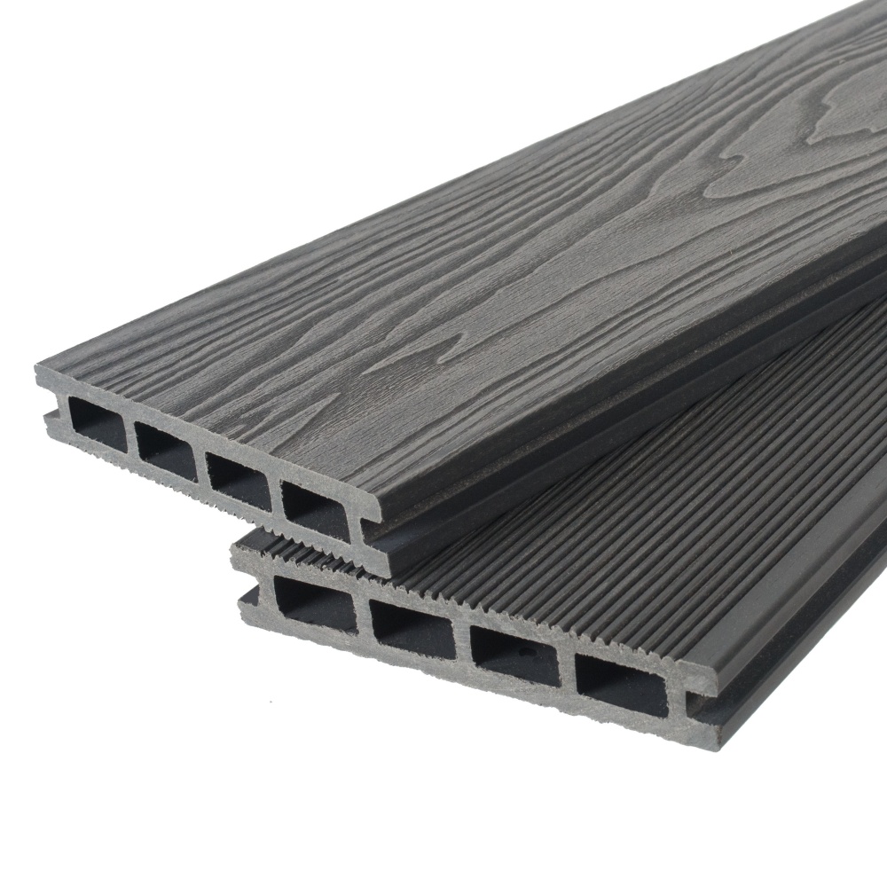 Террасная доска 3Dmicro TalverWood 150*25 СЕРЫЙ брашированная двусторонняя (текстура-вельвет)