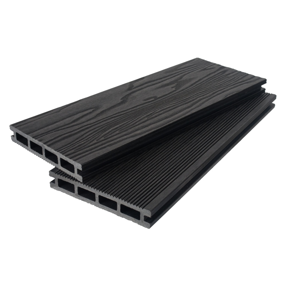 Террасная доска 3Dmicro TalverWood 150*25 АНТРАЦИТ брашированная двусторонняя (текстура-вельвет)