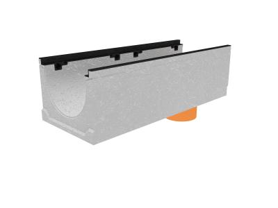 Лоток водоотводный бетонный коробчатый (СО-300мм), с чугунной насадкой с водосливом КUв 100.39,9 (30).31(24) - BGZ-S