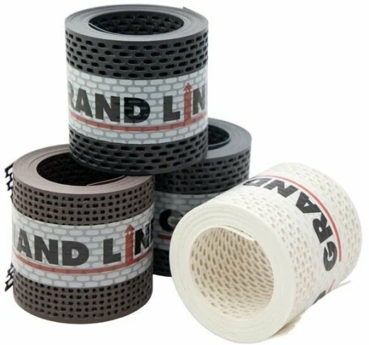 Лента вентиляционная карнизная GRAND LINE черная, графит, коричневая, белая 100х5000