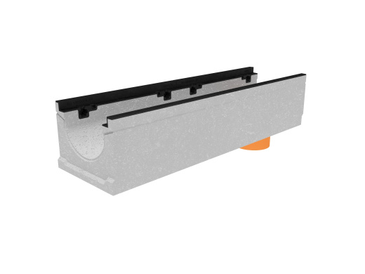 Лоток водоотводный бетонный коробчатый (СО-200мм), с чугунной насадкой, с водосливом КUв 100.29,8 (20).22(15) - BGZ-S, № -15-0